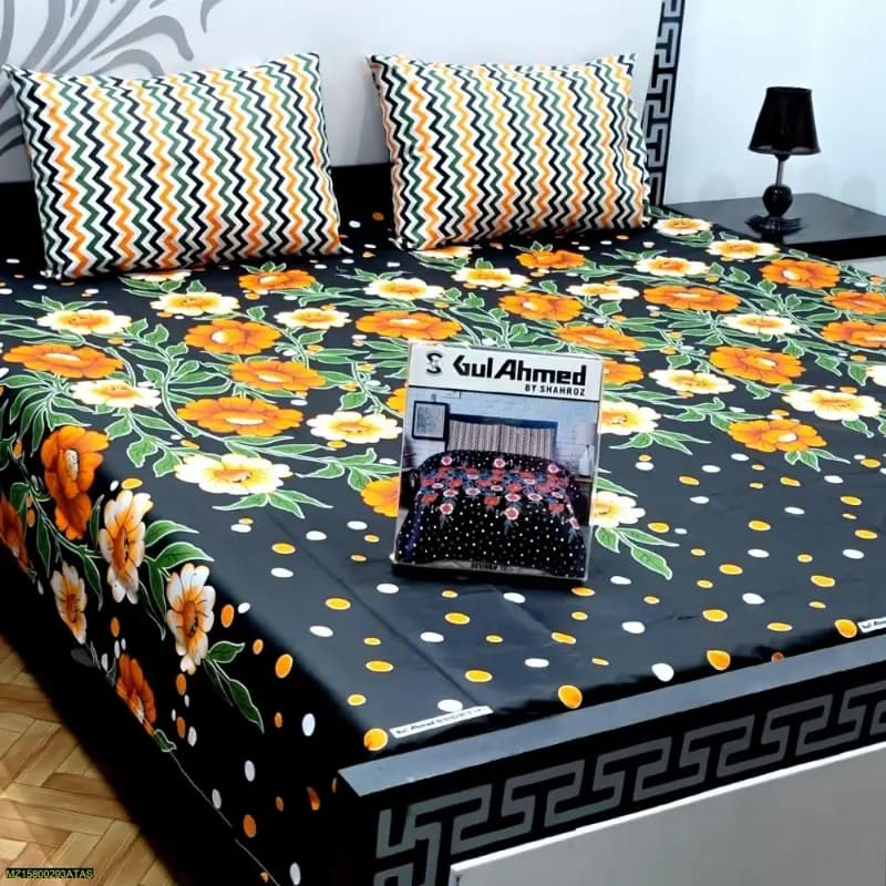 3 Piece Cotton Salonika Printed Double Bed Sheet