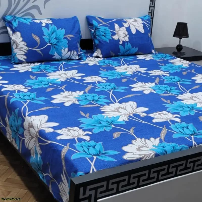 3 Piece Crystal Cotton Printed Double Bed Sheet