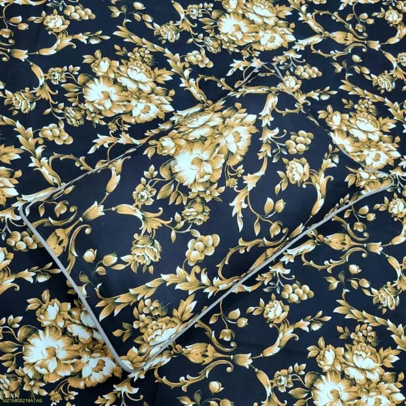 3 Piece Crystal Cotton Printed Double Bed Sheet