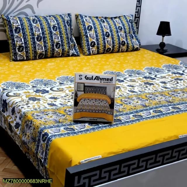 3 Piece Cotton Salonika Printed Double Bed Sheet