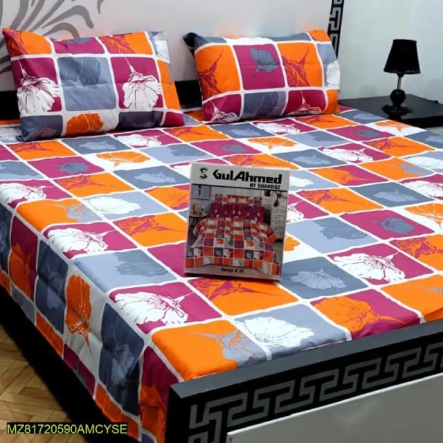 3 Piece Cotton Salonika Printed Double Bed Sheet