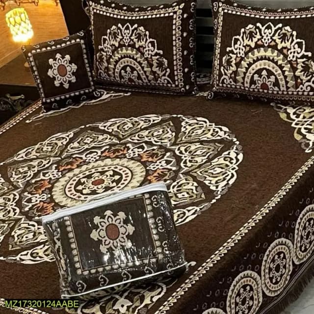 4 Piece Valvet Jacquard Embossed Double Bed Sheet