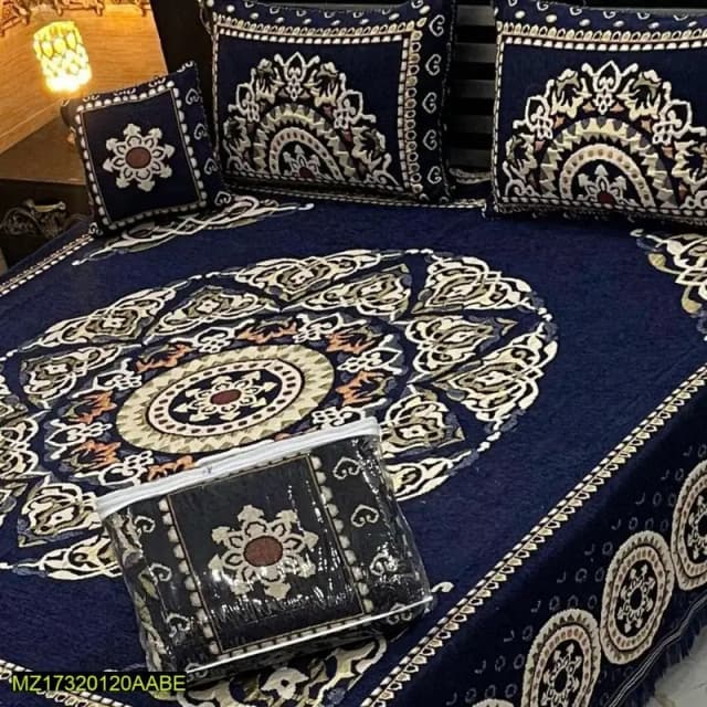 4 Piece Valvet Jacquard Embossed Double Bed Sheet