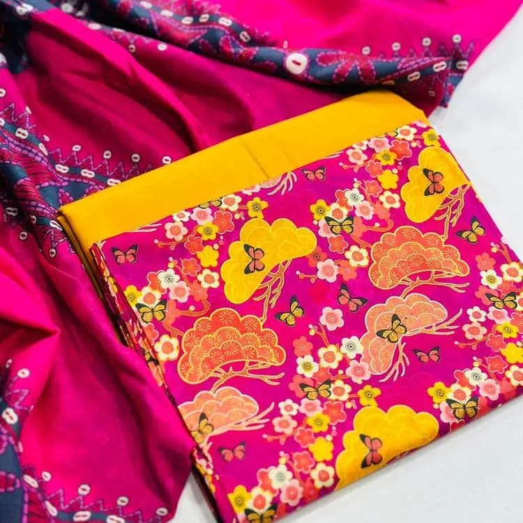 3 Pcs Women's Unstitched Lawn Printed Suit