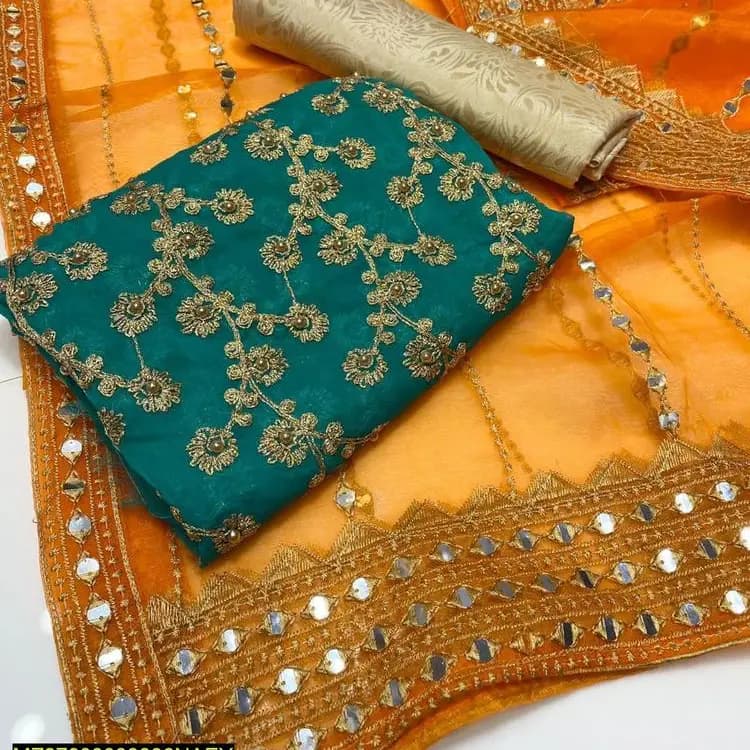 3 Pcs Women's Unstitched Chiffon Printed Suit